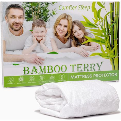 Protection Matelas 180x200 cm – 100% Bambou Éponge, Anti-Acariens, Respirant, Silencieux, Protège Matelas Imperméable (1/5)