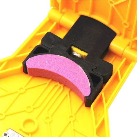 Affilacatene portatile - Giallo - 3 pietre abrasive incluse - Per motoseghe da 14-20 pollici - Veloce e preciso (1/5)