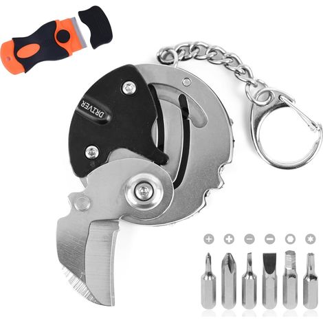 Combi 1 mini herramienta plegable - para exteriores - pequeña herramienta EDC multiusos con juego de destornilladores - soporte de bolsillo portátil - herramienta manual compacta (plateada - 1 m (1/5)