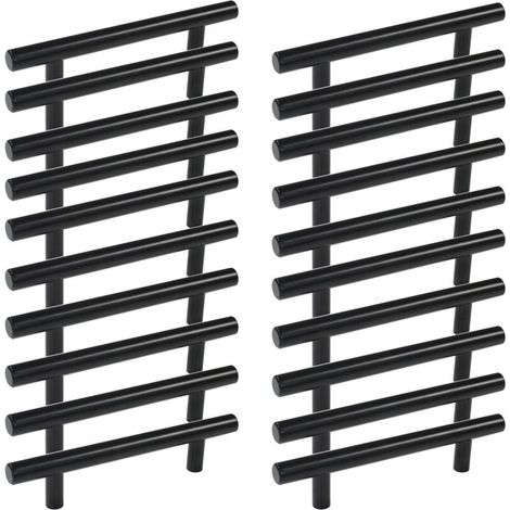 20 poignées de meubles noires, poignées de cuisine noires, poignées de placard en forme de T, poignées noires avec entraxe de 160 mm, KLB