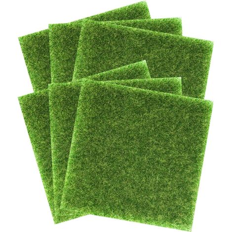 Lot de 6 Tapis Carrés en Gazon PVC Vert, Réalistes (1/5)