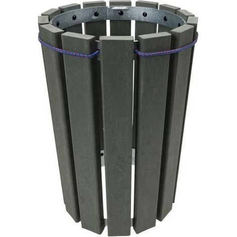 Poubelle Ronde avec Tendeur Extérieur 90L Escapade Gris Hauteur 77cm - A398117 (1/4)