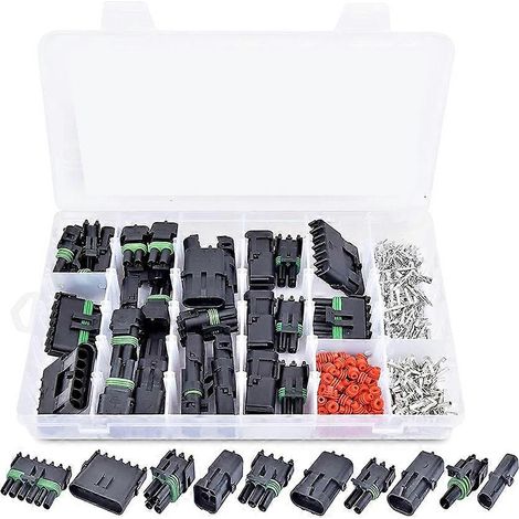 Kit de 360 connecteurs électriques automobiles étanches (1/2/3/4/6 broches mâles/femelles) pour câbles de calibre 18-13 AWG. (1/5)