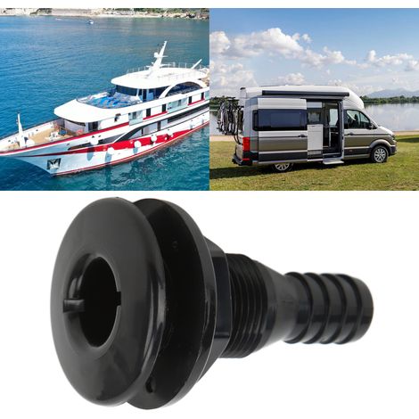 Raccord de coque traversant pour bateau 3/4 pouce, raccord de drainage en plastique ABS noir, accessoire de vidange