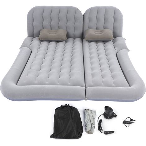 Jeffergarden Matelas de voyage gonflable multifonction 2 en 1, coussin de repos doux en PVC floqué pour voiture SUVGray (1/5)