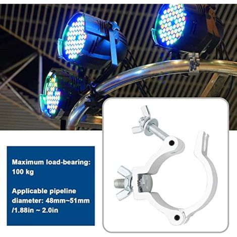 4 Crochets de Serrage en C, Alliage Aluminium, 48-51mm, pour Projecteurs Scène, Spots et Par DJ - Accessoires de Remplacement (1/5)