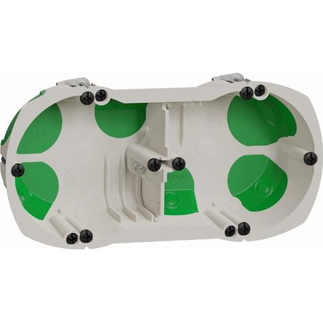 Schneider Electric – Boîte d'encastrement étanche à l'air multifix – Double 67mm pour maçonnerie et placo – Réduction d'air jusqu'à 95% (1/2)