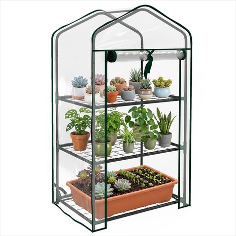 Serre de jardin 3 niveaux métal thermolaqué 59 x 39 x 127 cm PE (1/5)