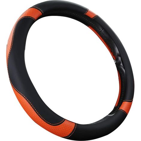 Volant universel Couvre Couverture de voiture en microfibre Couvercle de roue de roue de voiture respirante antidérapante antidérapante Couvre noir et orange 38cm pour l'électronique (1/4)
