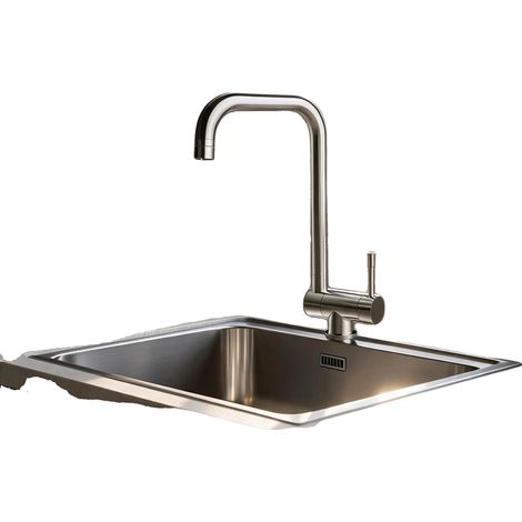 Robinet de cuisine pliant, acier inoxydable brossé, design gain de place, conforme CE, connexion flexible, dimensions compactes (1/4)