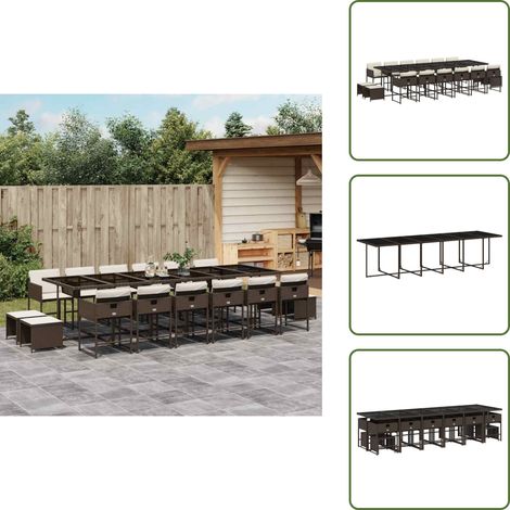 Ensemble à manger de jardin et coussins 17 pcs marron rotin - Ensemble Salon De Jardin - Meuble De Jardin - Résine Tressée - Mobilier D'extérieur - Table De Jardin (1/5)
