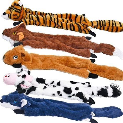 Dog Squeaky Toys 5 Pack, Jouets pour Animaux de Compagnie Jouet pour Chien froissé Pas de Rembourrage Animaux Peluche pour Chien Jouet à mâcher pour Chiens de Grande Taille et de Taille (1/5)