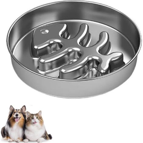 Bol Alimentaire Ralentisseur - Acier Inoxydable 304 - Antidérapant - Pour Chiens et Chats - 1 Pièce (1/5)