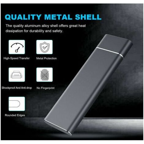 Disque Dur Externe SSD Portable 2 To Haute Vitesse pour PC, Mac, Laptop – Stockage Mobile Silencieux et Léger (1/2)