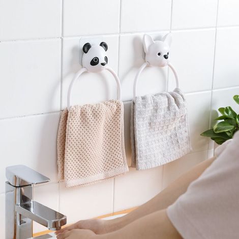 2er-Pack Handtuchhalter mit Cartoon-Motiven, Badezimmer-Handtuchhalter mit Saugnapf, Gepäckablage aus robustem Kunststoff für Kinder, 14,5 cm (1/4)