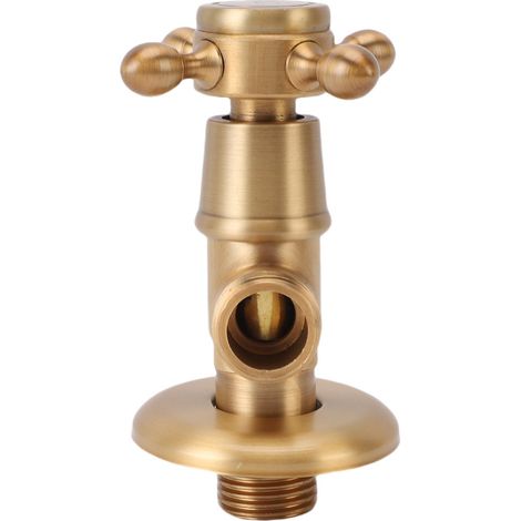 Robinet d'arrêt coudé G1/2 antidéflagrant pour eau chaude et froide, en cuivre épais, finition antique (1/5)