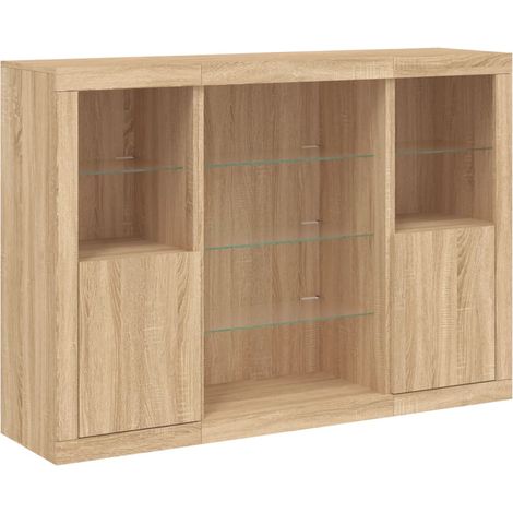 Sideboards with LED Lights 3 pcs Sonoma Oak Engineered Wood vidaXL