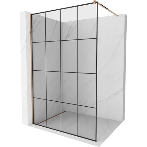 Mexen Kioto paroi de douche 140 x 200 cm, transparent/Design noir 8 mm, Or rose - 800-140-101-60-77 (1/5)