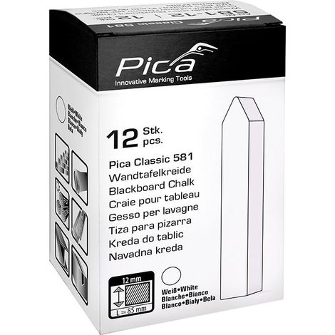 Tafelkreide Classic weiß L90xB12xH12mm 12 St./Schachtel PICA (1/4)