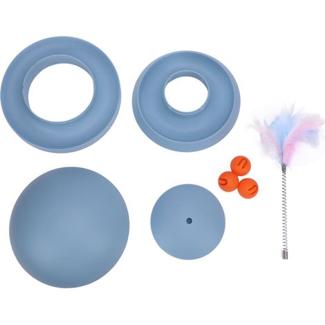 Tour tournante pour chat, jouet favorisant l'exercice interactif, améliore la vitalité des animaux de compagnie, boule roulante pour intérieur, bleu brume (1/5)