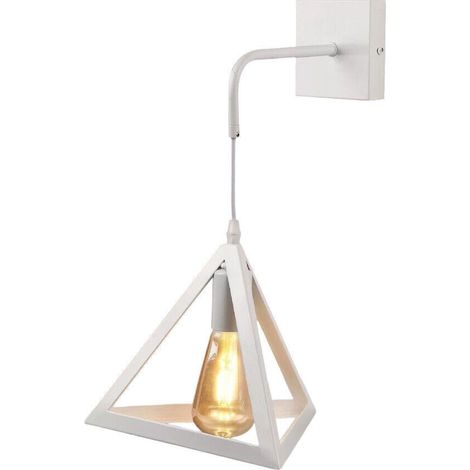 TrAdE Shop Traesio - Applique Parete Pendente Forma Triangolare 3d Stile Minimal Portalampada Attacco E27 Aq54 - Bianco