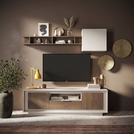Meuble TV moderne 180 cm cachemire/mercure Rosine (1/5)