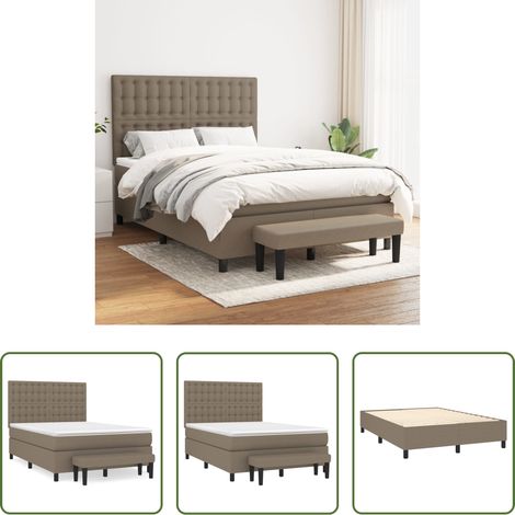 Matelas à ressorts ensachés - Sommier à lattes de lit avec matelas Taupe 140x190 cm Tissu (1/5)