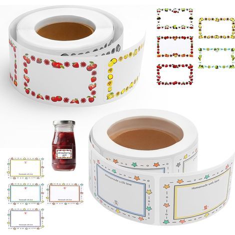 rotoli (500 pezzi) di etichette adesive personalizzate per bottiglie e marmellate, formato 3x5 cm - Etichette autoadesive per barattoli, cucina, bambini, fai da te, casa (1/5)