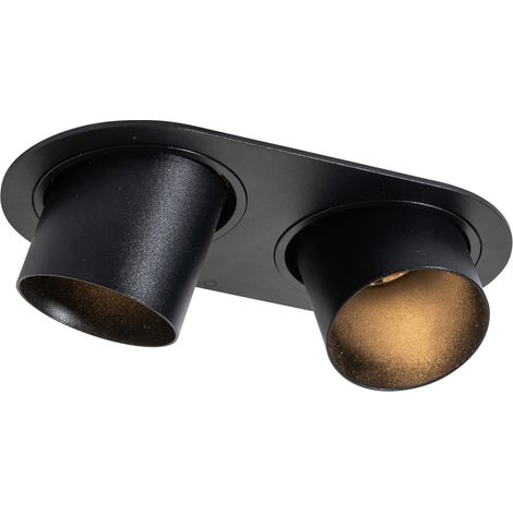 QAZQA Moderno Foco empotrado negro GU10 50 mm 2 luces - Installa Metálica Redonda Adecuado para LED Max. 2 x 10 Watt