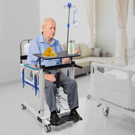 Hydraulikheber mit Esstisch und Infusionshalter, vielseitig für Senioren, Patienten Duschstühle, Essstühle, Rollstuhl