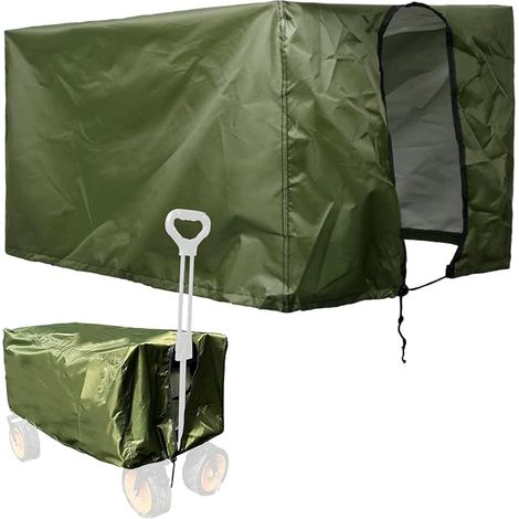 Folding Hand Trolley Cover, Trolley Rain Cover, Outdoor Trolley Covers, Waterproof Oxford Covers for Garden Camping, 90x50x45cm (Army Green) (1/5)
