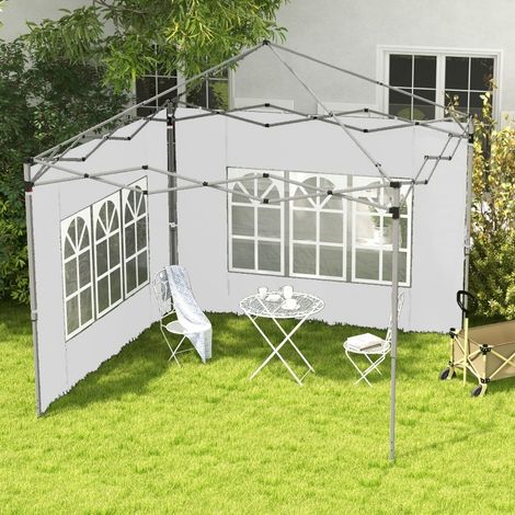 Parois latérales pour pavillon 3x3/3x4 m avec fenêtre, imperméables, blanches DESVIAE (1/5)