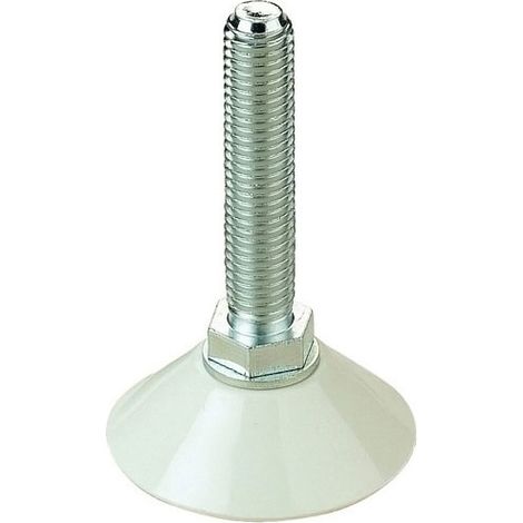 Vérin réglable pour meuble – Filet M10 – Embase plastique Ø46 mm – Course de réglage 45 mm – Pour agencement intérieur – Shoptec (1/3)