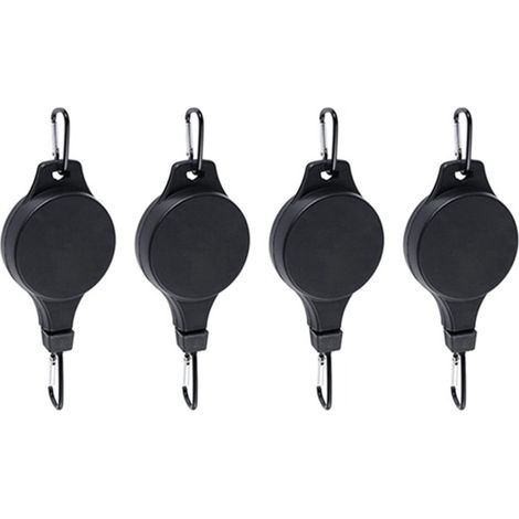 Treuil Rétractable Pour Plantes - Câble Nylon 90 cm - Charge Max 10 kg - Accroche Rotative 360° - Pour Intérieur Extérieur - 4 Pièces (1/4)