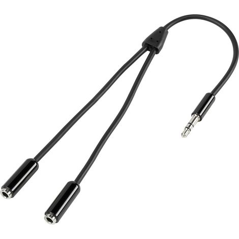 SpeaKa Professional SP-7870032 Jack Audio Cavo [1x Spina jack da 3.5 mm - 2x Presa jack da 3.5 mm] 20.00 cm Nero rivest (1/2)