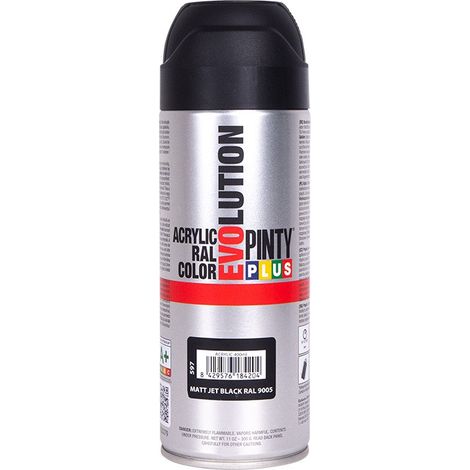 PintyPlus Evolution Sprühfarbe RAL 9005 Intensives Mattschwarz 520 ml