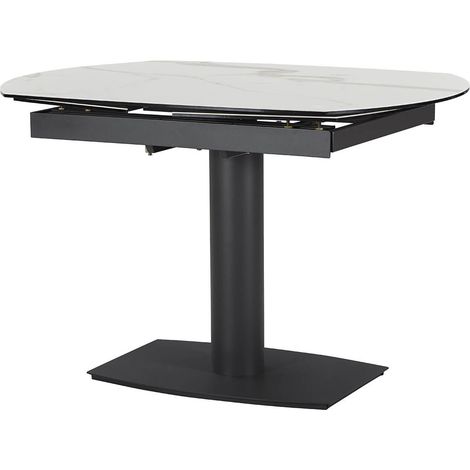 PIKAM - Table de Repas Allongeable Céramique Marbre Blanc (1/4)