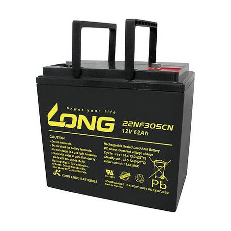 Long 22NF305CNE 22NF305CNE Batterie au plomb 12 V 62 Ah plomb (AGM) (l x H x P) 226 x 214 x 135 mm raccord à vis M6 résistant aux cycles de charge, Y860362 (1/2)
