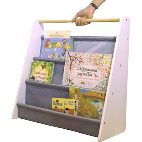 Libreria Portatile GINGER HOME per Bambini, Arredo Cameretta, Bianca e Grigia (1/5)