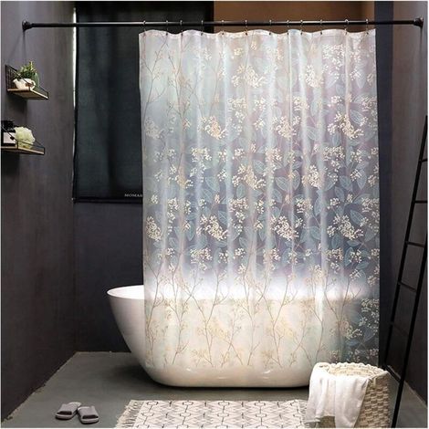 (Taille : 120 x 200cm)Rideau De Douche Translucide Blanc, Rideau De Douche Imperméable Eva, Bague De Rideau De Douche Blanche, Rideau De Fenêtre De Salle De Bain 72\ (1/4)