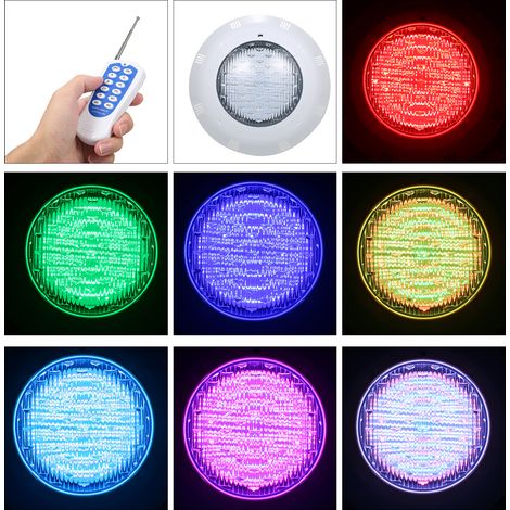 Ortviai Projecteur LED RGB pour piscine 45 W, étanche IP68, 12 V CA, télécommande incluse, diam. 29,2 cm
