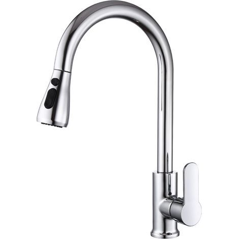 Rubinetto da cucina girevole a 360° con doccetta estraibile, rubinetto per lavello con controllo a 3 getti. (1/5)