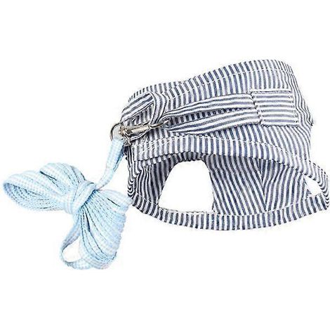 Petit harnais à deux pattes pour animaux, corde de traction extérieure, laisse vêtement taille S bleu.