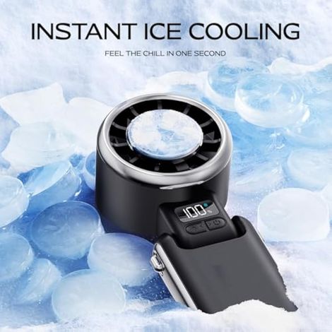 Ventilateur portable rechargeable avec compartiment glace - 5 vitesses turbo, 13h autonomie, miniature pour voyages et bureau (1/4)