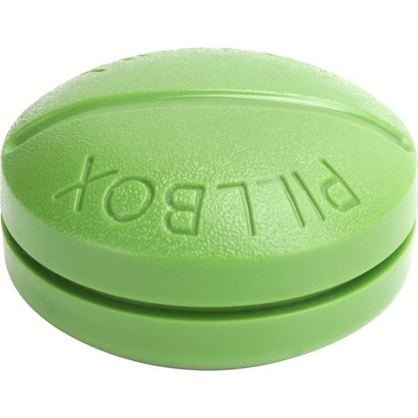 Boîte à pilules ronde 4 compartiments, étui portable pour médicaments, organiseur de voyage, accessoires de maison, vert (1/5)