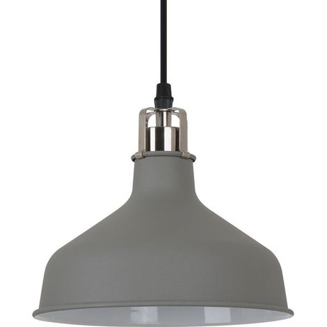 Italux Hooper - Suspension Industrielle Et Rétro Nickel Satiné Gris 1 Lumière avec Abat-Jour Gris, E27 (1/2)