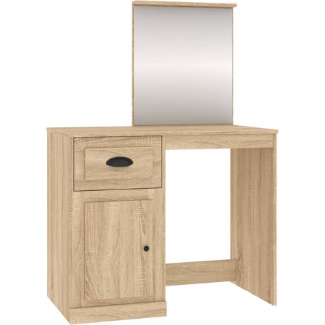 Coiffeuse table de maquillage design meuble mobilier de chambre avec miroir 90 x 50 x 132,5 cm chêne