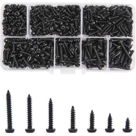 Vis Autotaraudeuse M3 - Acier Au Carbone Noir - Pour Bois Plastique Métal Doux - Lot de 500 Pièces (1/5)
