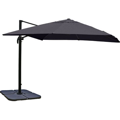 Ombrellone catering 3x3m (Ø4,24m) poliestere alluminio/acciaio 23kg antracite con base 040003292