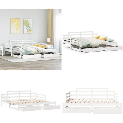 vidaXL Tagesbett Ausziehbar mit Schubladen ohne Matratze Weiß 80x200cm (1/5)